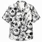 Halloween Hawaiian Shirt- Sketch Skull Blossom Print for Fall