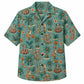 Halloween Hawaiian Shirt- Tropical Skeleton Beach Print for Fall