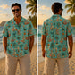 Halloween Hawaiian Shirt- Tropical Skeleton Beach Print for Fall