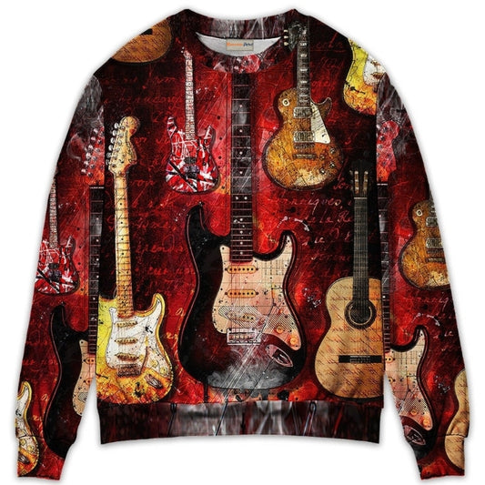 Halloween Abstract Guitar Art Style – Sweater - Ugly Christmas Sweater