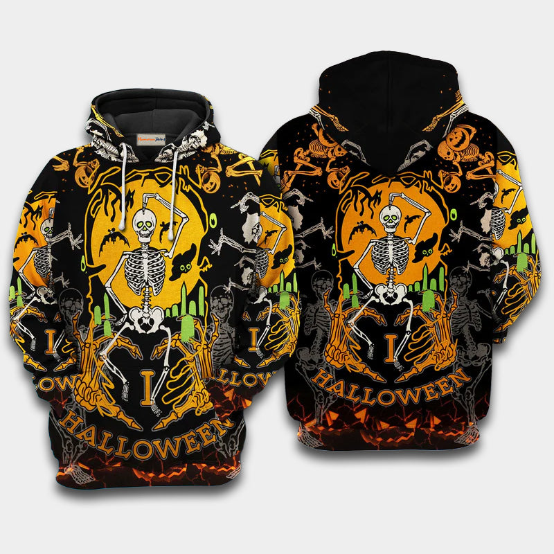 Halloween Dancing Skeleton Art – 3D Hoodie