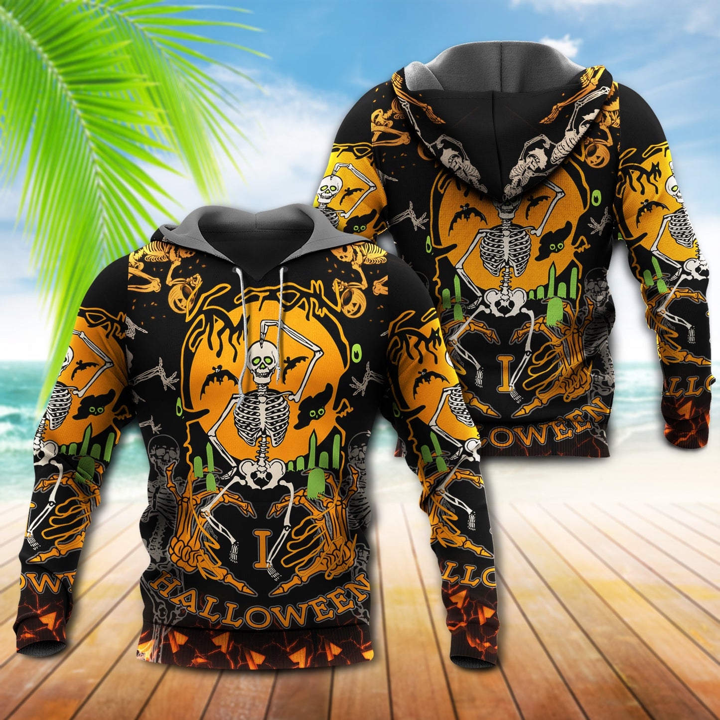 Halloween Dancing Skeleton Dark Style - 3D Hoodie