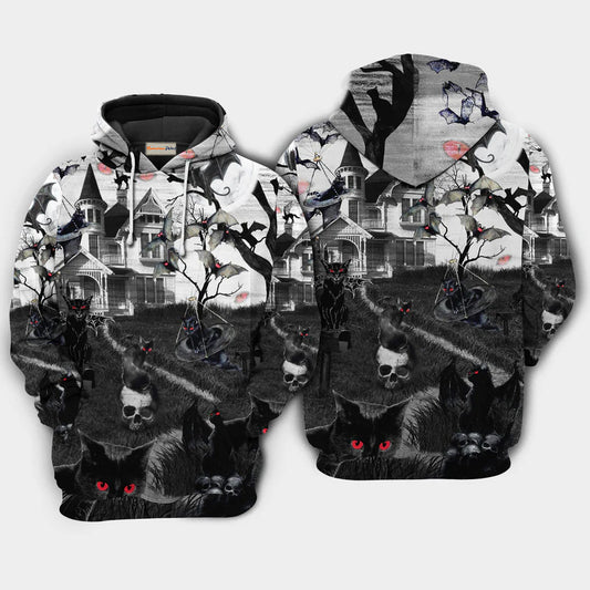 Halloween Flying Cat Art – 3D Hoodie