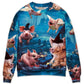 Halloween Flying Pig Pumpkin Art – Sweater - Ugly Christmas Sweater