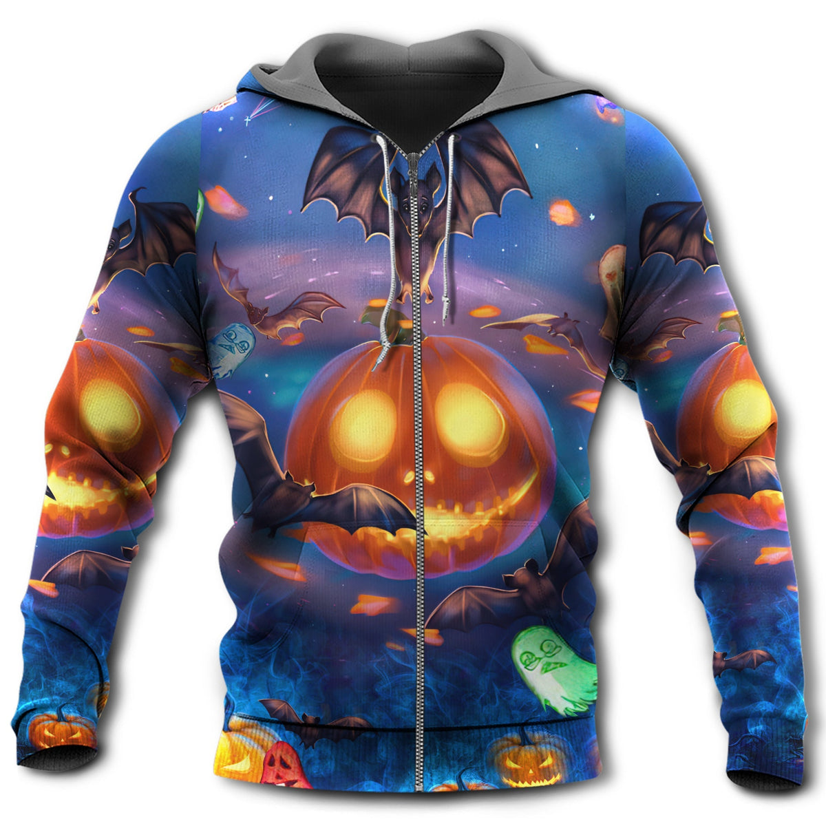 Halloween Glowing Pumpkins Night Art – 3D Hoodie