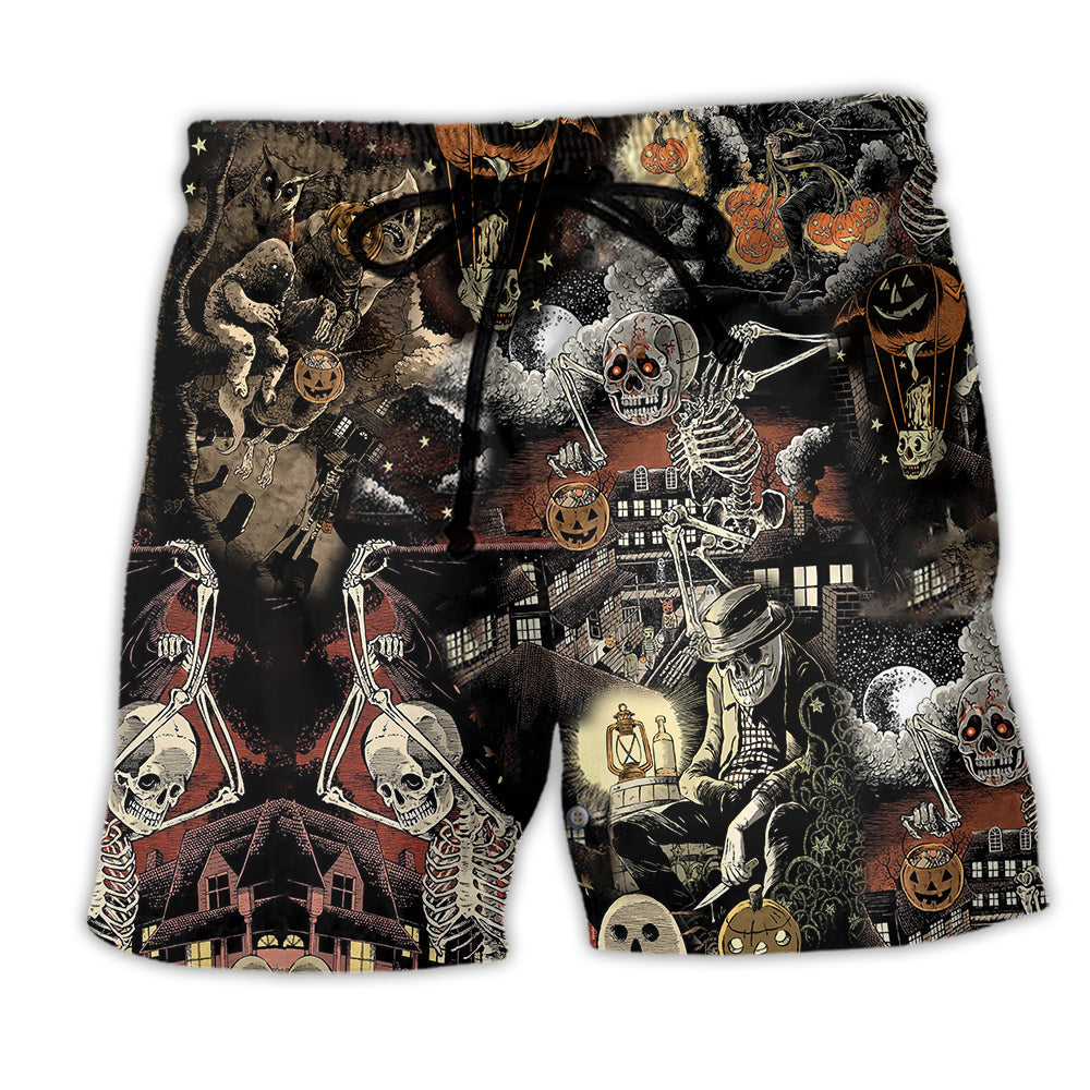 Halloween Night Skeleton Humor - Beach Short