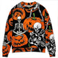 Halloween Skeleton Pumpkin Art – Sweater - Ugly Christmas Sweater