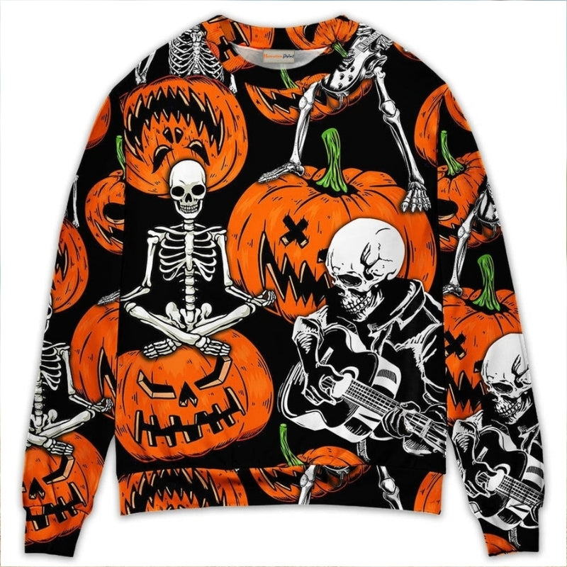 Halloween Skeleton Pumpkin Art – Sweater - Ugly Christmas Sweater