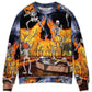 Halloween Skeleton Pumpkin Party Art – Sweater - Ugly Christmas Sweater
