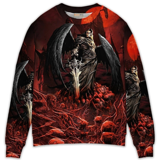 Halloween Skull Dark Night Art Style – Sweater - Ugly Christmas Sweater