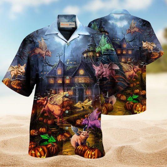 Halloween When Pigs Fly Edition – Hawaiian Shirt