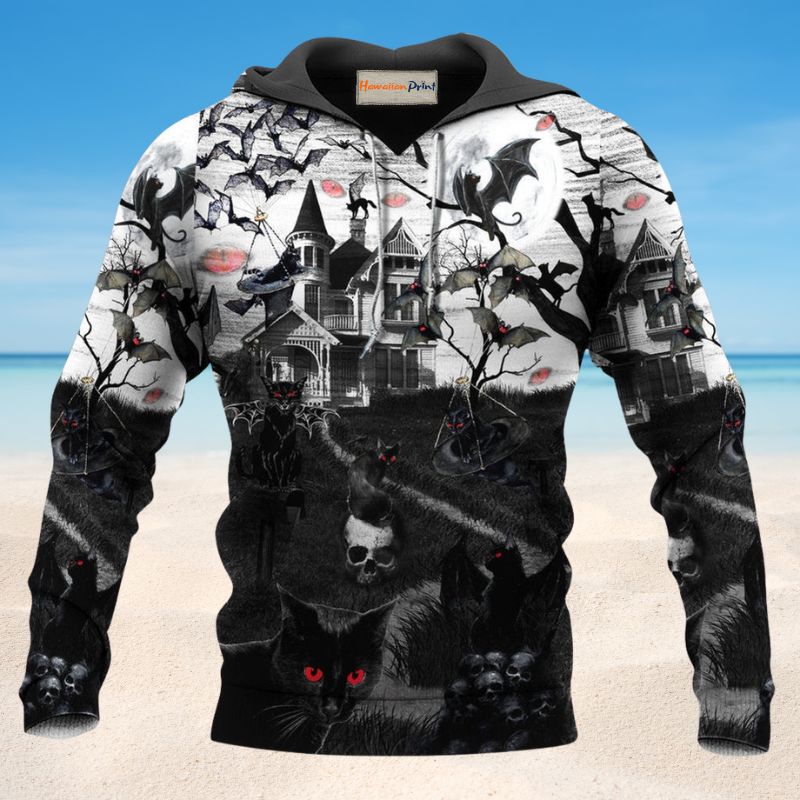 Halloween Flying Cats Dark Style - 3D Hoodie