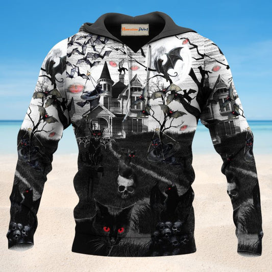 Halloween Flying Cats Dark Style - 3D Hoodie