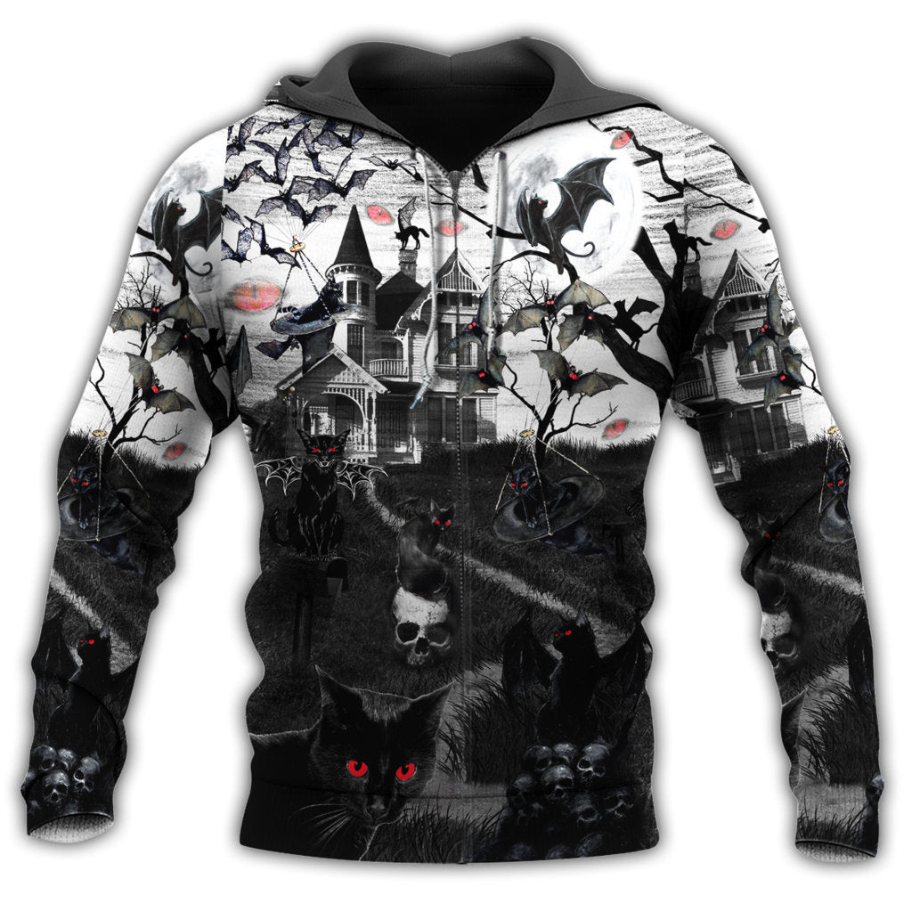 Halloween Flying Cats Dark Style - 3D Hoodie2