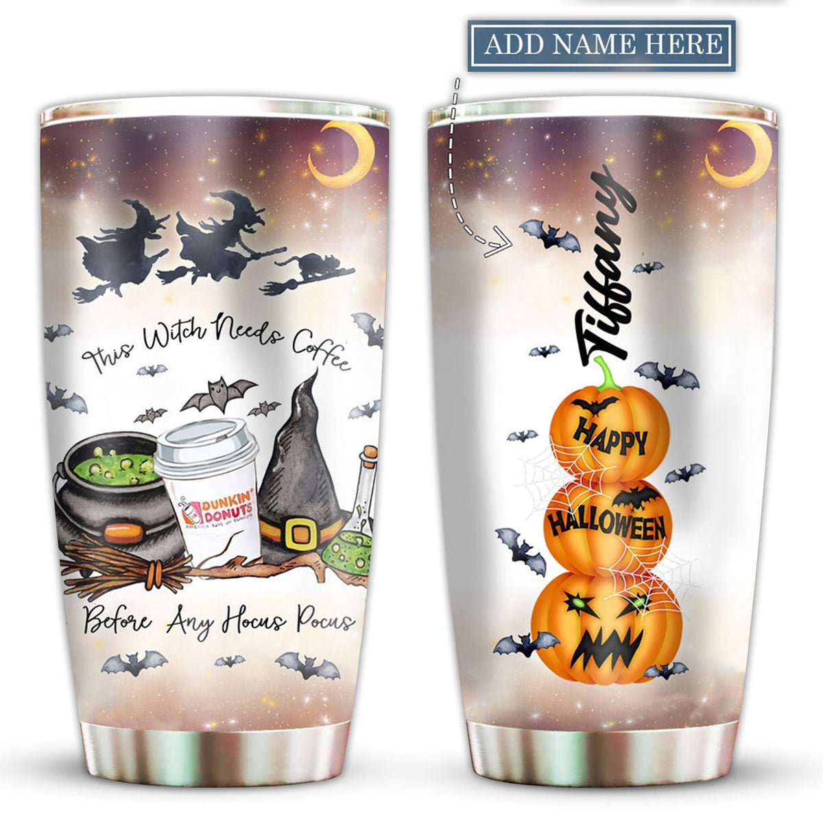 Halloween Happy Witch And Magic Pumpkin Personalized 20 Oz Tumbler