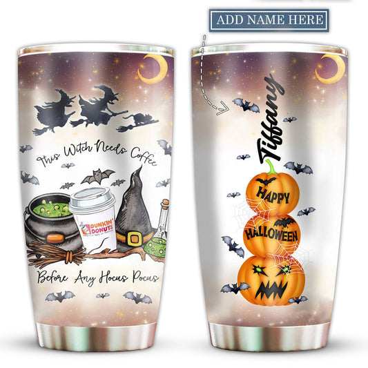 Halloween Happy Witch And Magic Pumpkin Personalized 20 Oz Tumbler