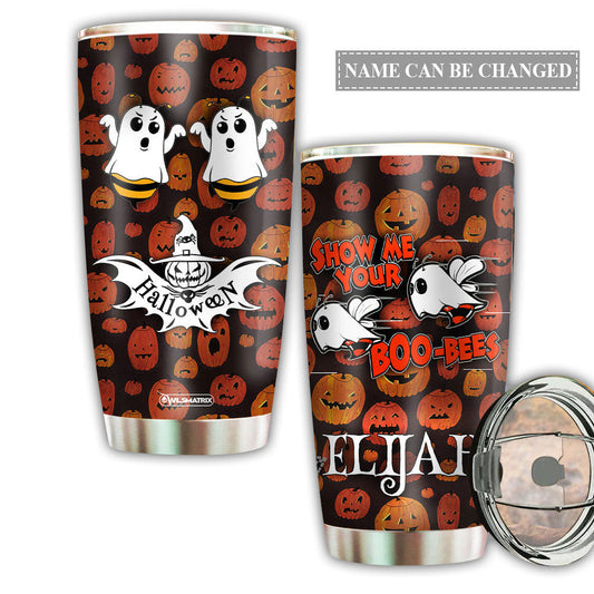 Halloween Boo Bee Pumpkin Personalized 20 Oz Tumbler For Coffee Travel And Daily Use