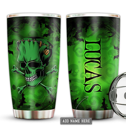 Halloween Skull With Smile Green Personalized 20 Oz Tumbler