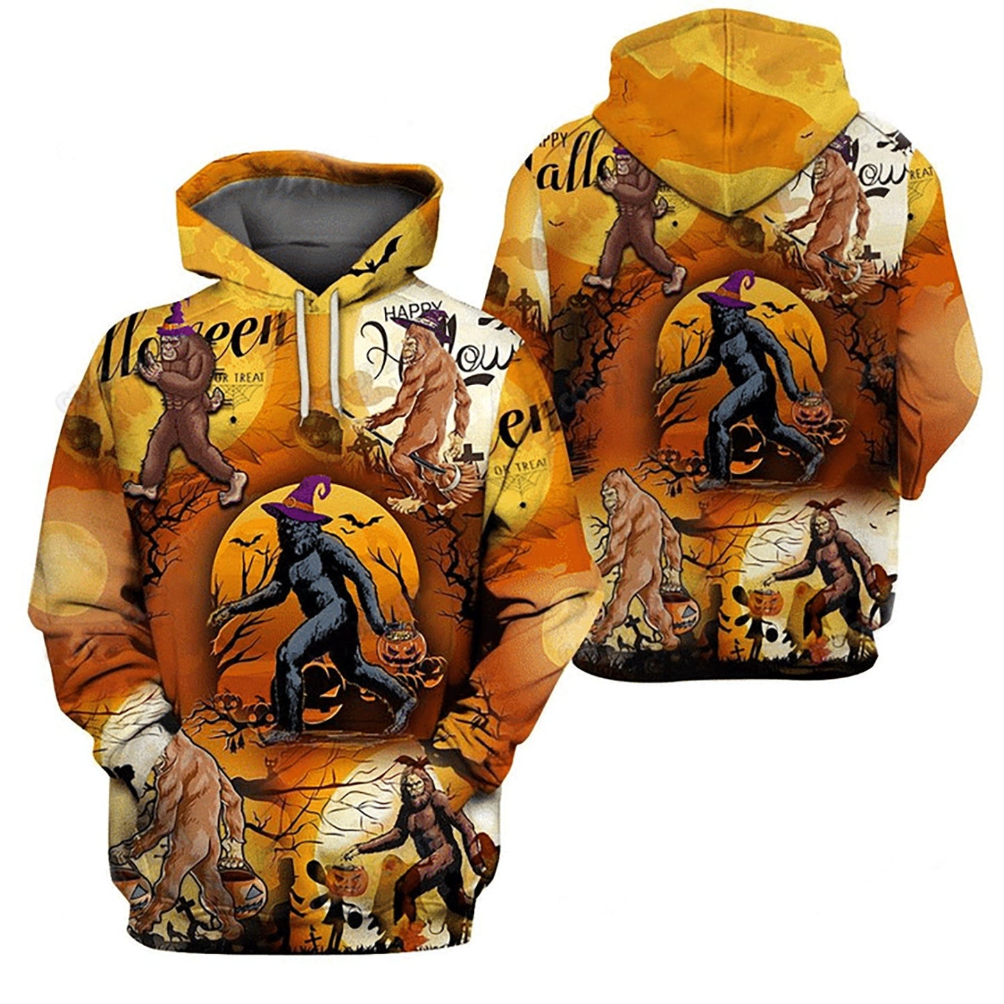 Halloween Bigfoot Art – 3D Hoodie