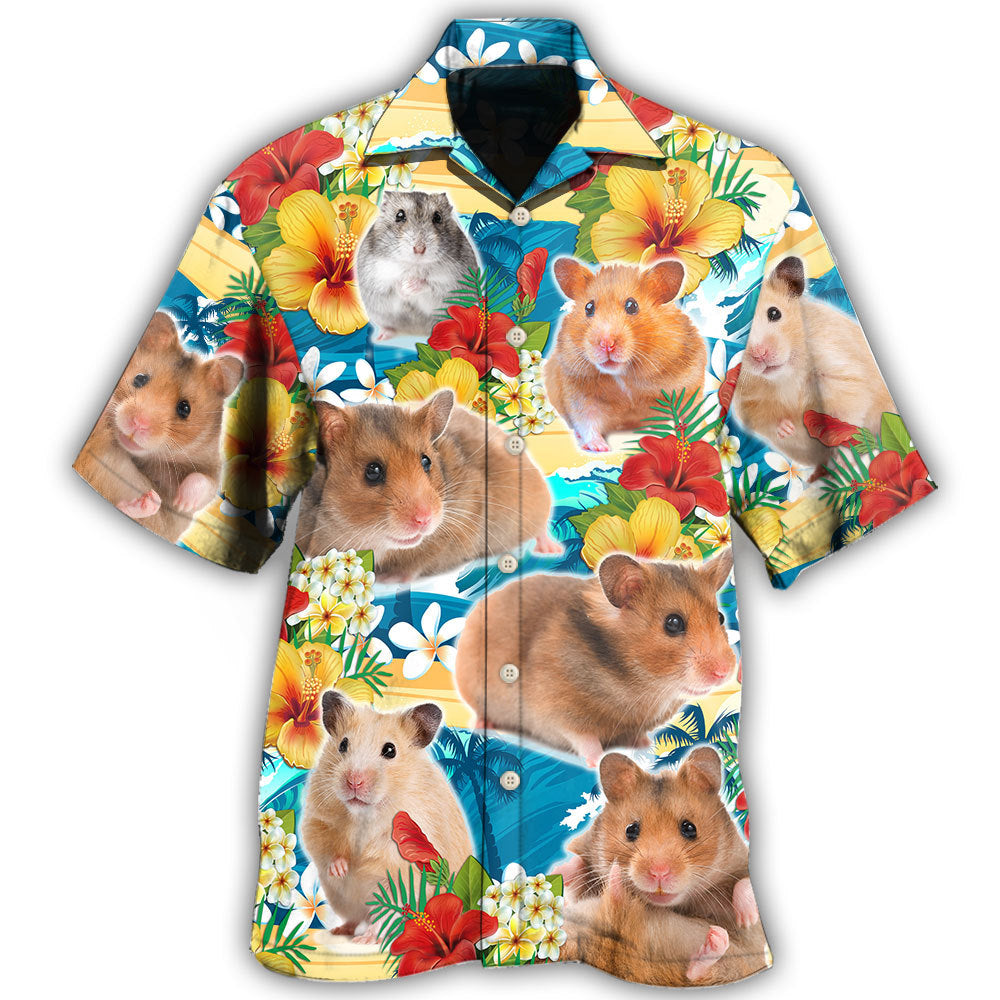 Cute Hamster Flower Love - Hawaiian Shirt