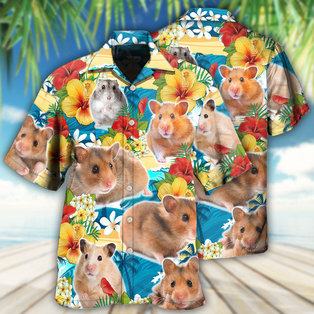 Cute Hamster Flower Love - Hawaiian Shirt