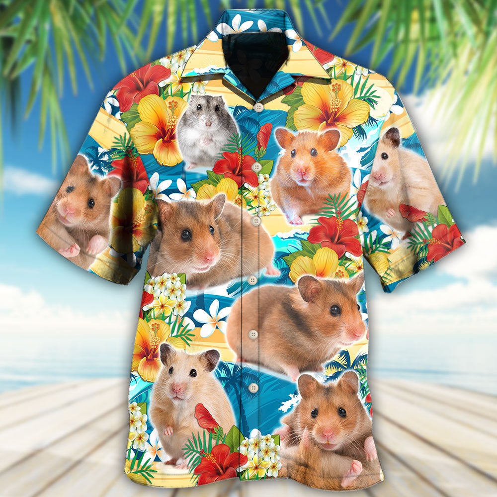 Cute Hamster Flower Love - Hawaiian Shirt