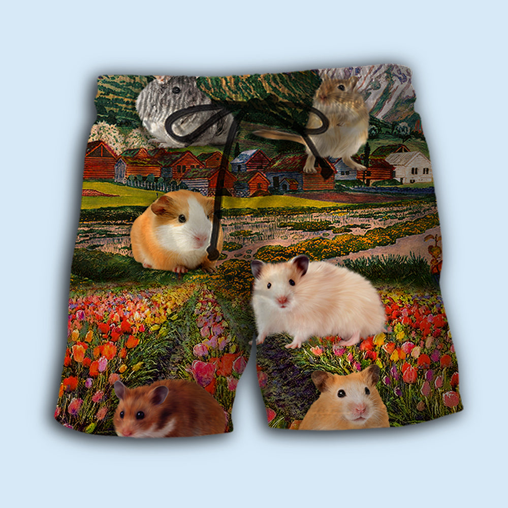 Hamster Cute Flower Love - Beach Short