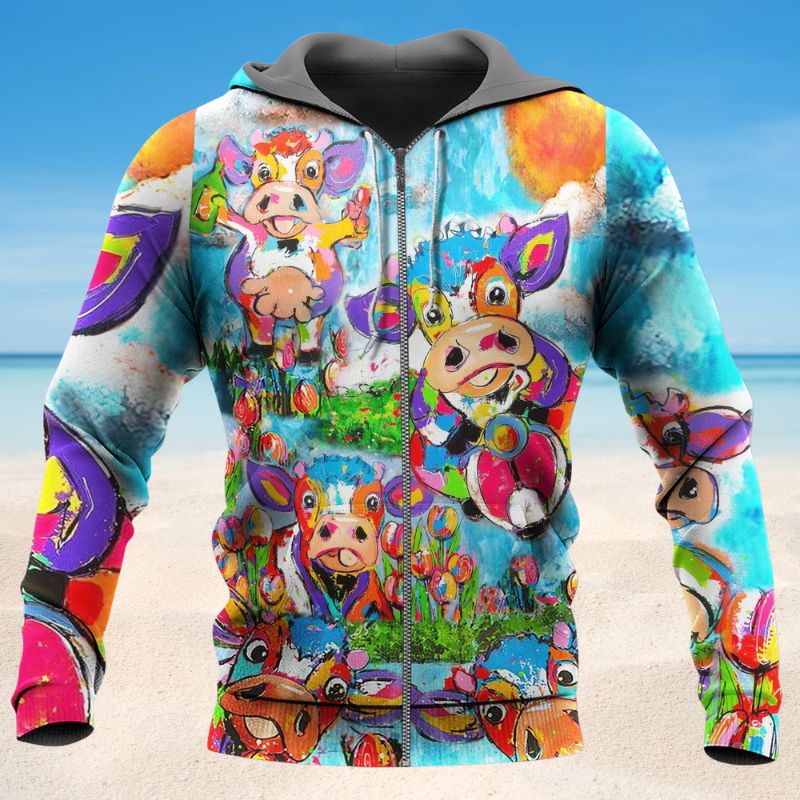 Happy Cows Love Animals Art – 3D Hoodie