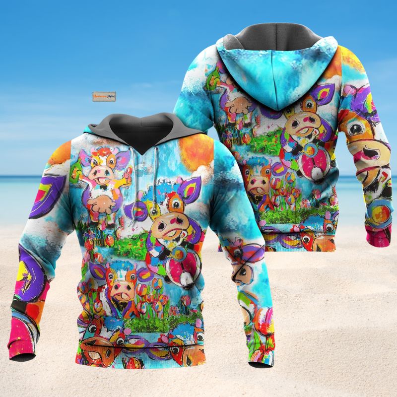 Happy Cows Love Animals Art – 3D Hoodie
