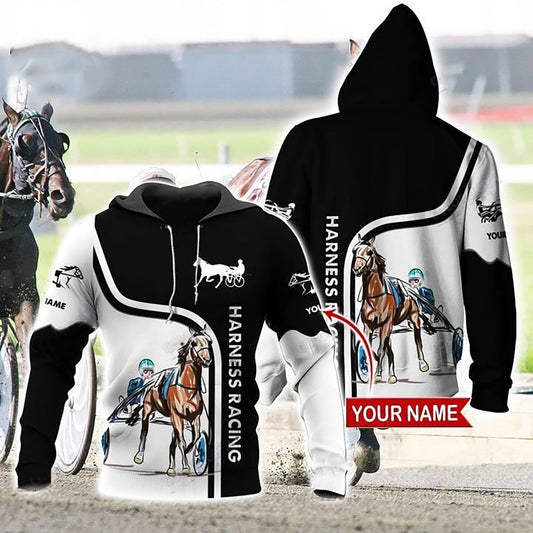 Racing Black And White Custom Art – 3D Hoodie