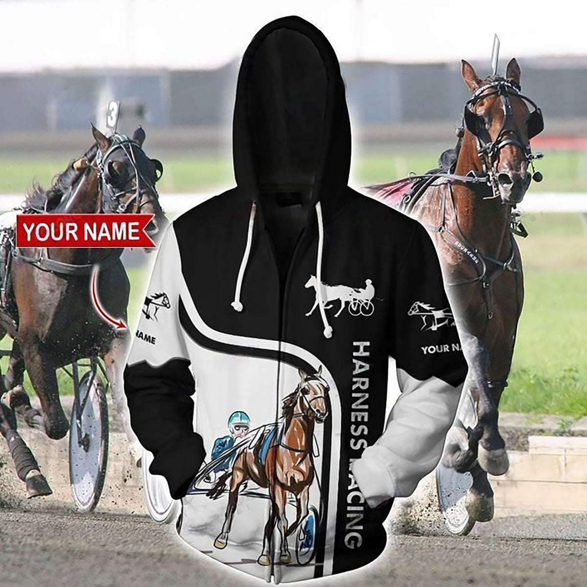 Racing Black And White Custom Art – 3D Hoodie