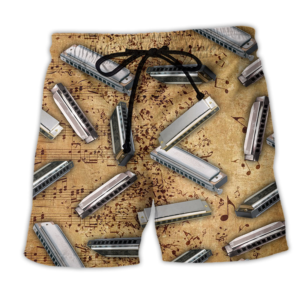 Harmonica Music Vintage Retro - Beach Short