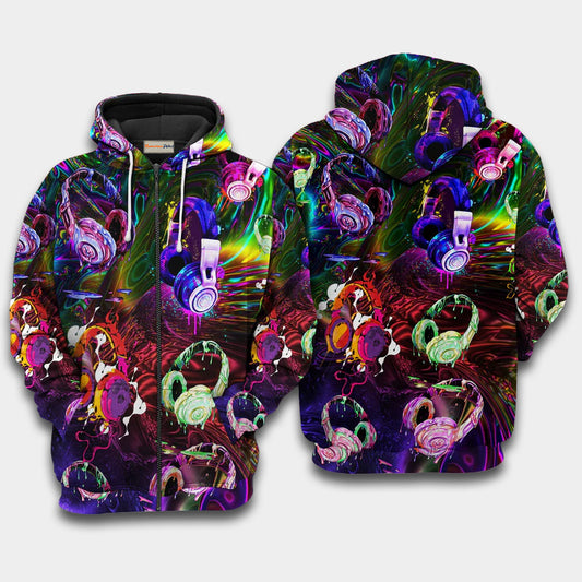 Headphone Music Lover Art – 3D Hoodie