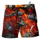Beach Short / Adults / S Helicopter On Fire - Beach Short - Owls Matrix LTD