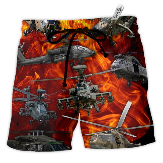 Beach Short / Adults / S Helicopter On Fire - Beach Short - Owls Matrix LTD