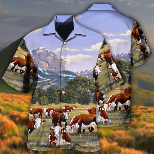 Hereford Cow Landscape Beautiful Style – Hawaiian Shirt