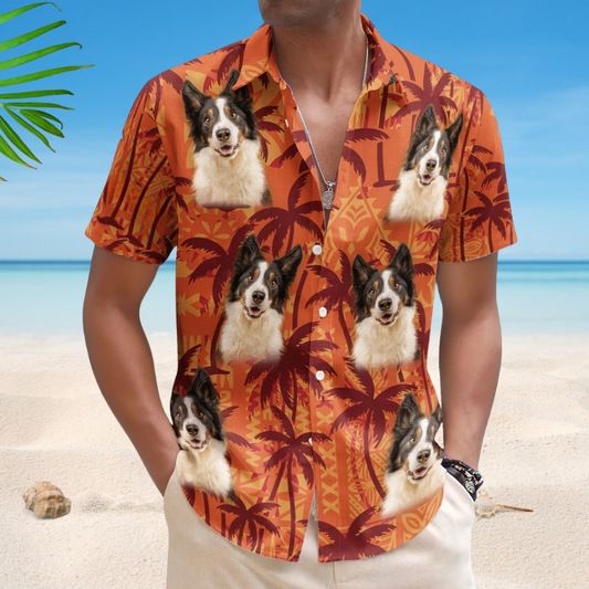 Custom Pet Funny Photo With Tropical Palm Trees - Custom Photo Hawaiian Shirt