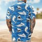 Customize Big Funny Photo With Sharks Pattern - Custom Photo Hawaiian Shirt