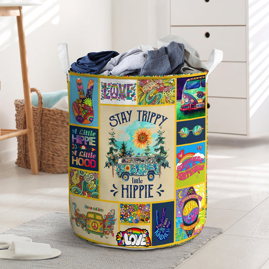 Stay trippy little hippie - Laundry basket - LAUB02LIN250222 - Owls Matrix LTD