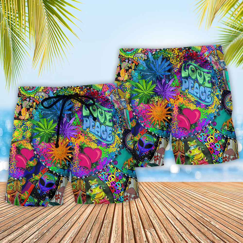 Hippie Alien Frog Peace Art – Beach Short