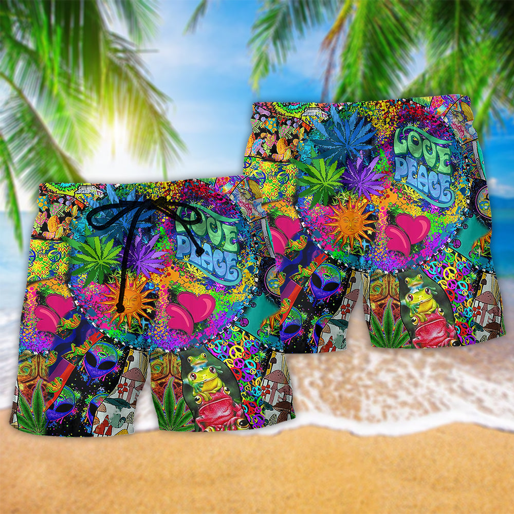 Hippie Alien Frog Mushroom Peace – Beach Short
