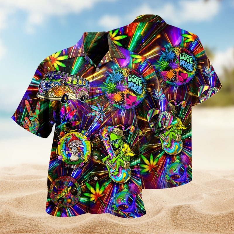Hippie Alien Peace And Life Psychedelic Art Limited Edition – Hawaiian Shirt