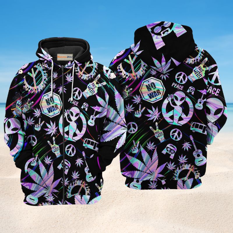Hippie Alien Peace Life Art – 3D Hoodie