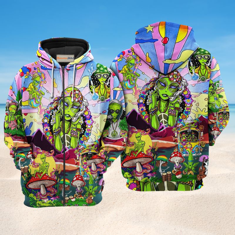 Hippie Alien Peace Life Art – 3D Hoodie