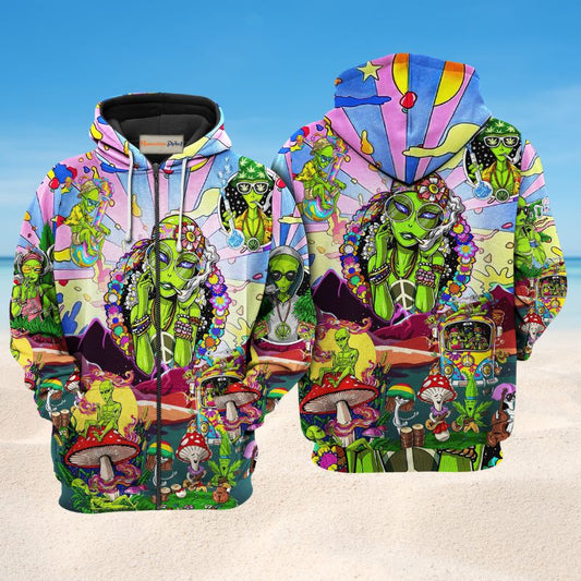 Hippie Alien Peace Life Art – 3D Hoodie