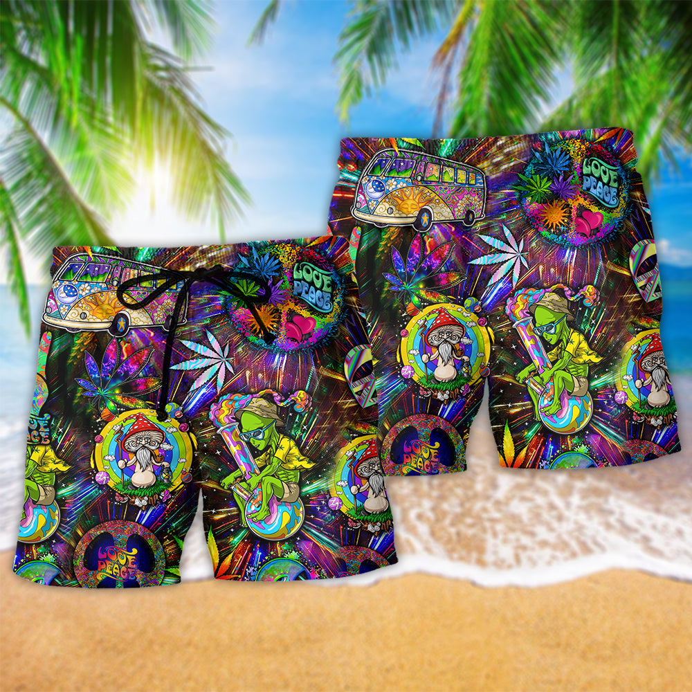 Hippie Alien Peace Color Art - Beach Short