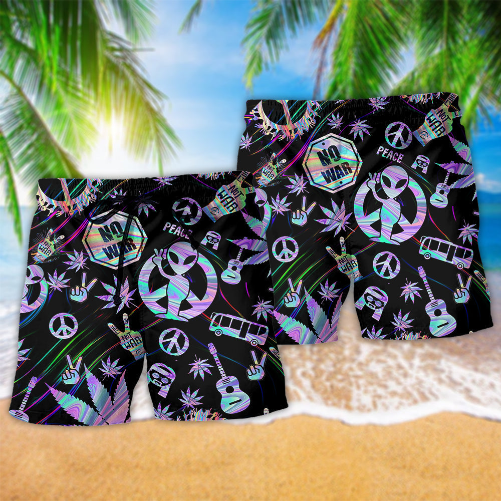 Hippie Alien Peace Colorful Life - Beach Short