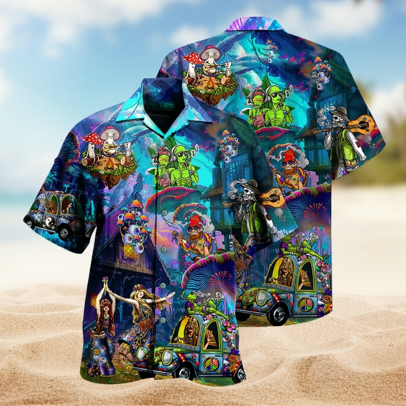Hippie Alien Skull Mushroom Peace Life Color Limited Edition 13 – Hawaiian Shirt