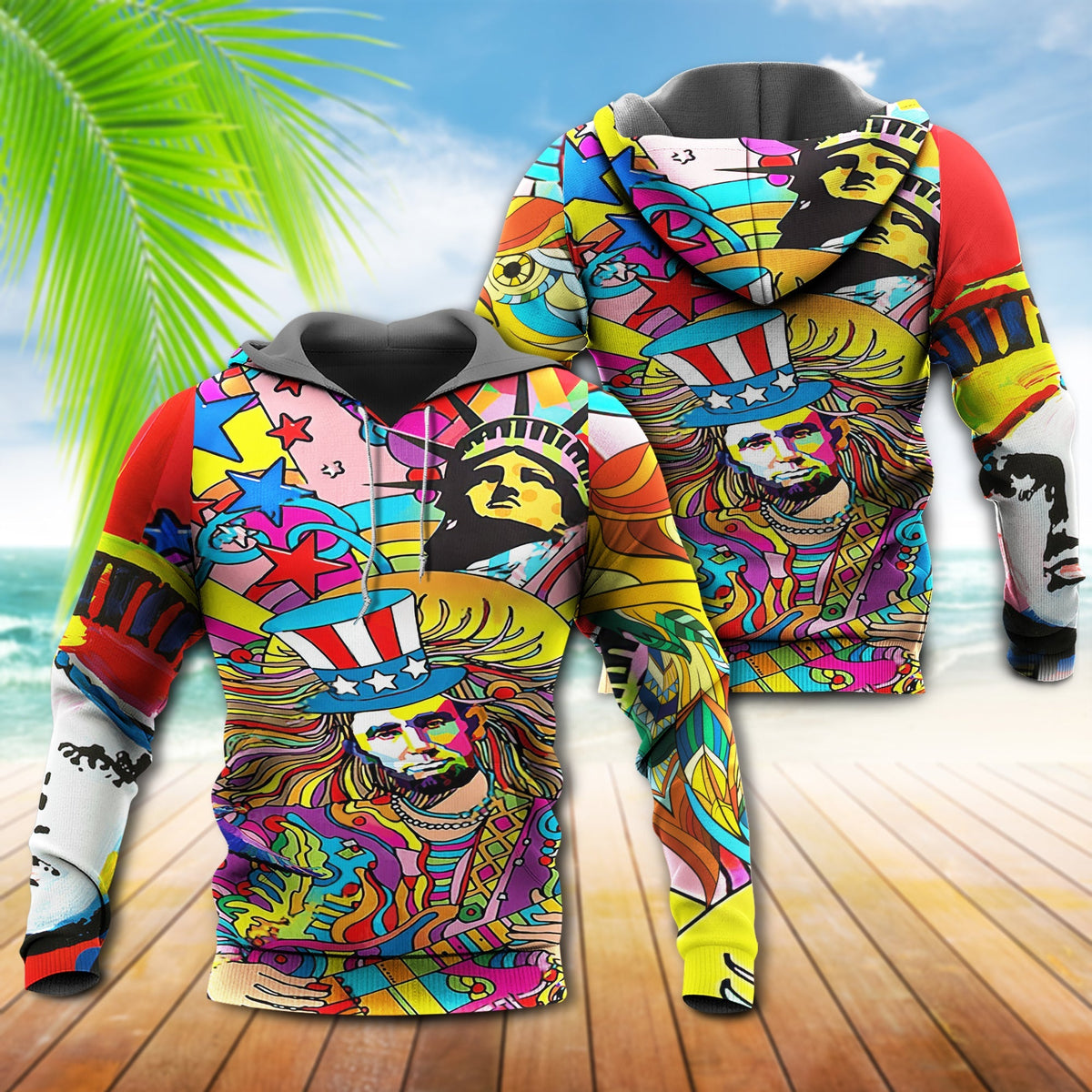 Hippie America Colorful Style - 3D Hoodie