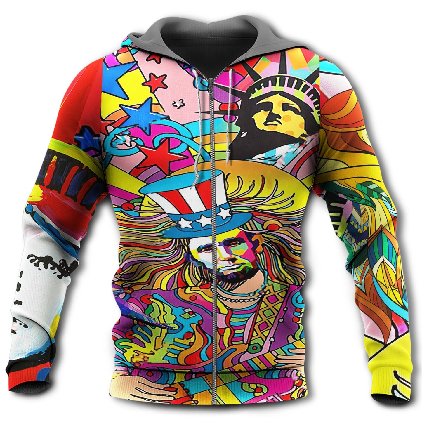 Hippie America Colorful Style - 3D Hoodie